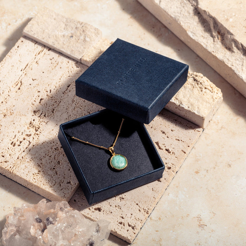 Amazonite Disc Gold Vermeil Necklace