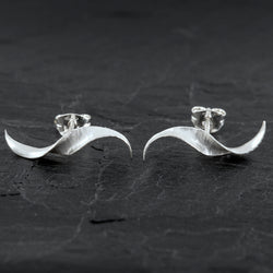 Ripple Silver Stud Earrings