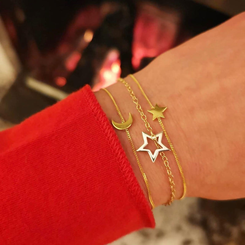 Dainty Star Bracelet 18ct Yellow Gold Plated Silver