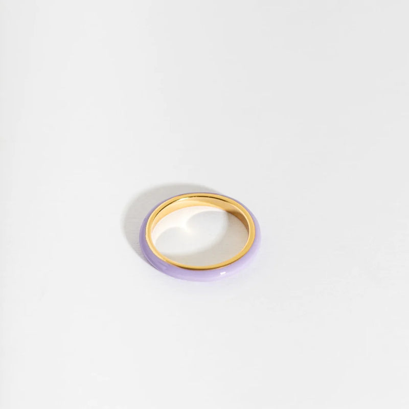 Lavender Enamel and Gold Vermeil Stacking Ring moon