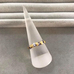 Cave 22ct Yellow Gold Plated Silver & Lavender Cubic Zirconia One-Off Treasure Ring (RW806)