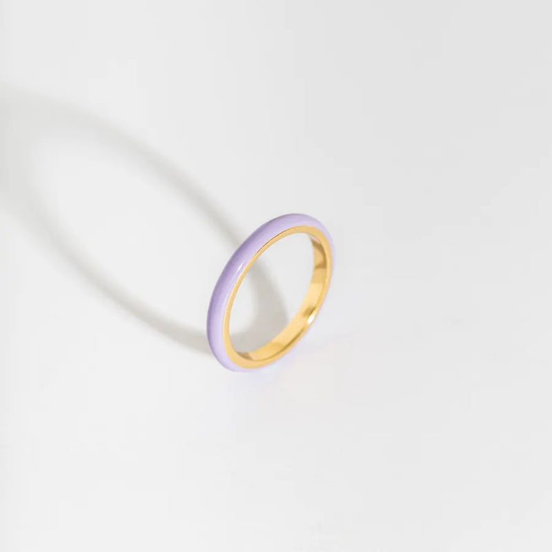 Lavender Enamel and Gold Vermeil Stacking Ring moon