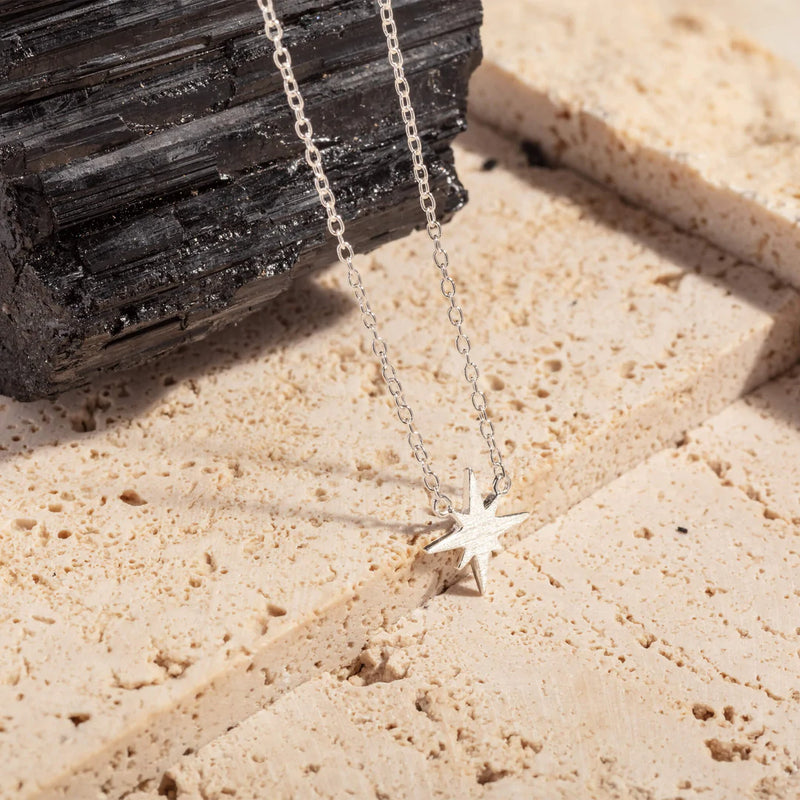 BRUSHED SILVER NORTH STAR NECKLACE