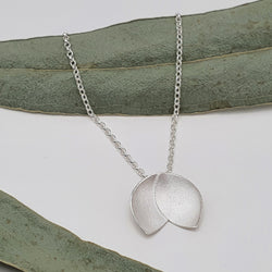 Double Orchid Petal Silver Pendant Necklace
