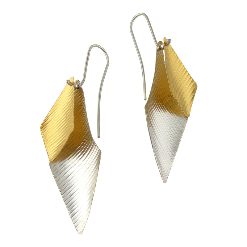 Geo Dramatic Earrings, Silver & 24ct Gold Plating