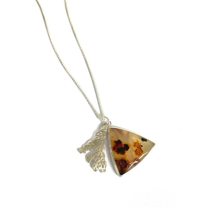 Silver & Montana Agate Pendant Necklace