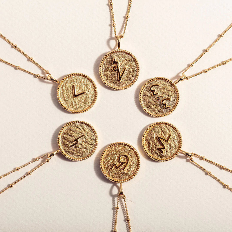 "INSPIRE" SHORTHAND GOLD VERMEIL COIN NECKLACE