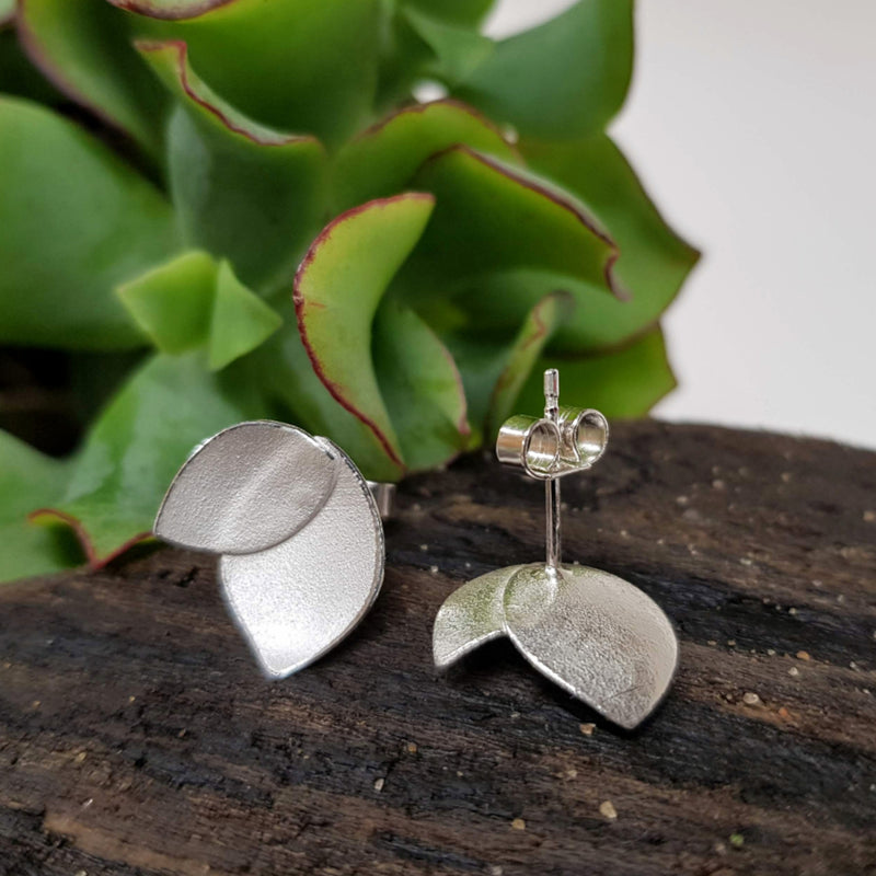 Orchid Petal Stud Earrings - Silver