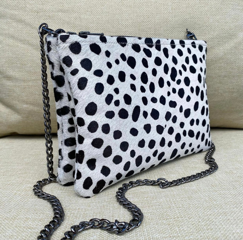 Pony Hair Dalmatian Print Double Leather Bag