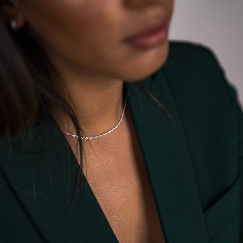 Silver Twisted Rope (Singapore) Dainty Chain