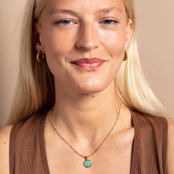 Amazonite Disc Gold Vermeil Necklace