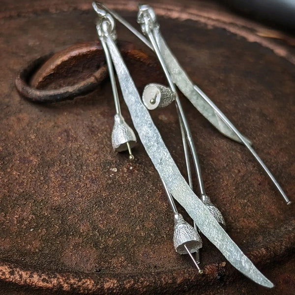 Odd Pair Gum Nut Silver Drop Earrings