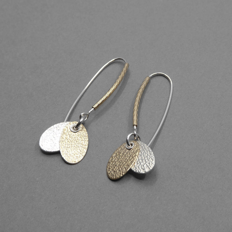 Silver & 14ct Gold Filled Two Oval Earrings
