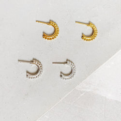Frida Open Hoop 24ct Yellow Gold Plated Silver Stud Earrings