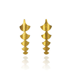 Siren Scale Drop Earrings - 18ct Yellow Gold Plated Silver