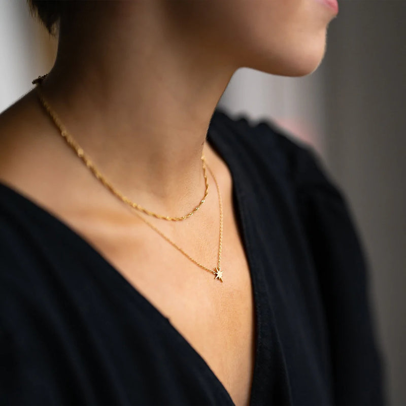 BRUSHED GOLD VERMEIL NORTH STAR NECKLACE