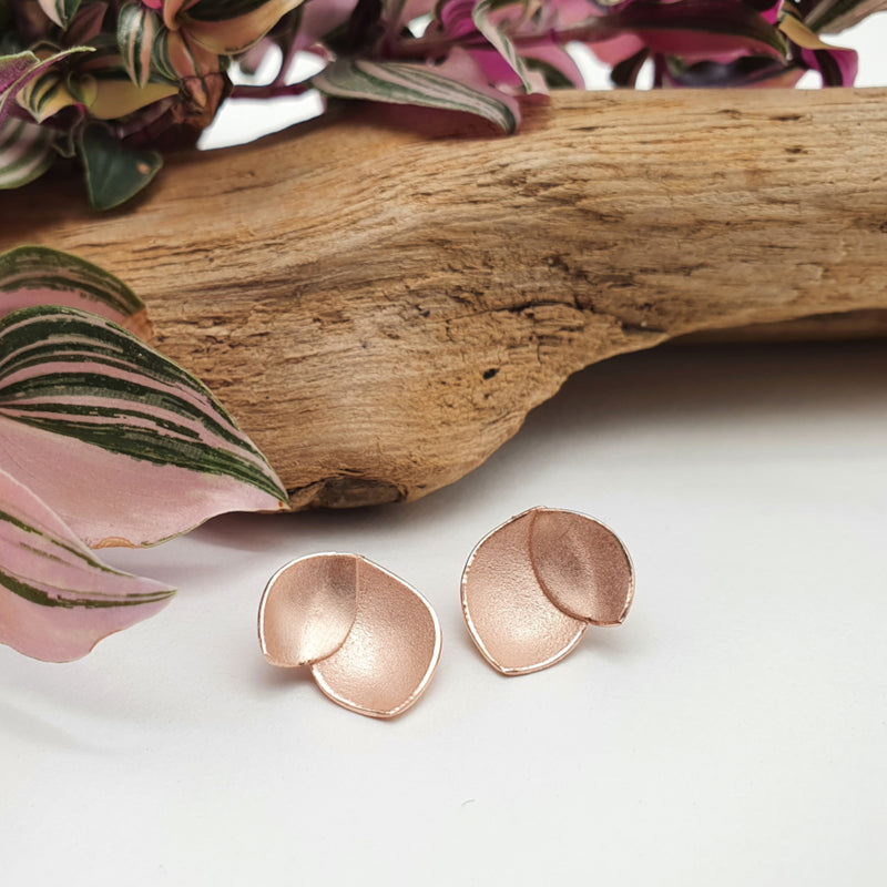 Orchid Petal Stud Earrings - Rose Gold Plated Silver