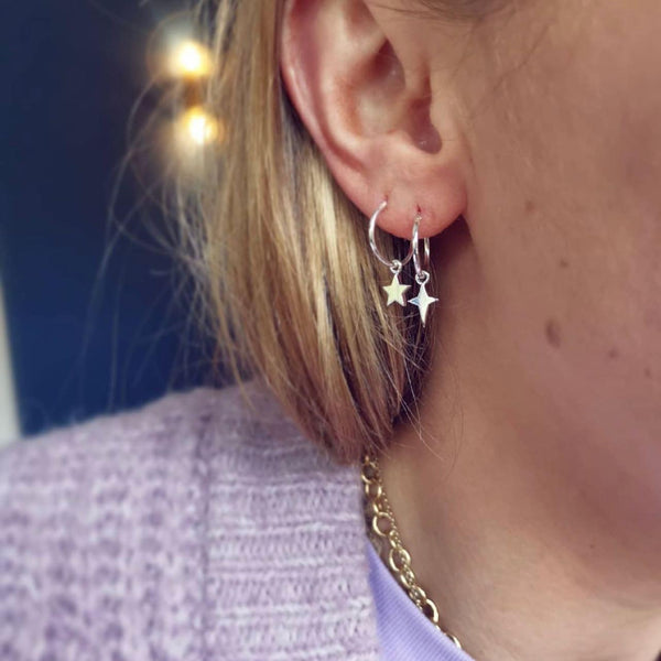 Dainty Dreamy Star Hoops Silver