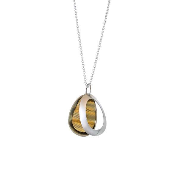 Tear Drop Pebble Necklace, 24ct Yellow Gold Plated Silver