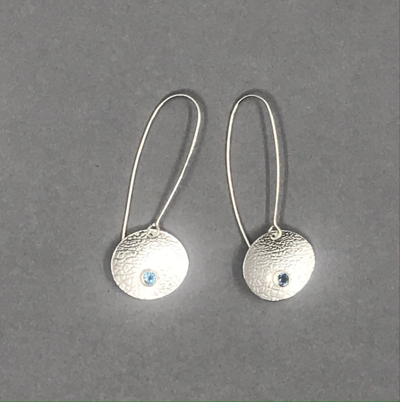 Silver Oval London Blue Topaz Drop Earrings