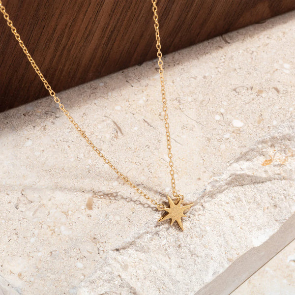 BRUSHED GOLD VERMEIL NORTH STAR NECKLACE