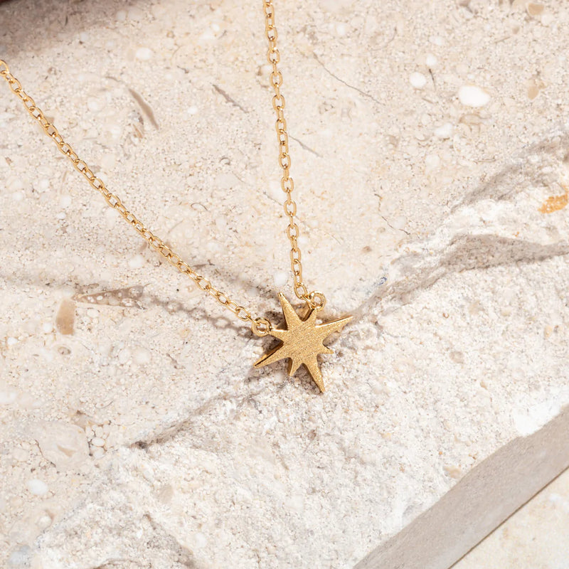 BRUSHED GOLD VERMEIL NORTH STAR NECKLACE