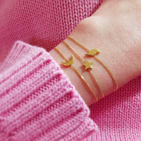 Dainty Star Bracelet 18ct Yellow Gold Plated Silver
