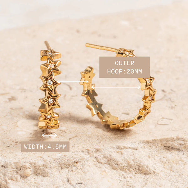 SPARKLY STATEMENT GOLD VERMEIL LARGE STAR HOOPS