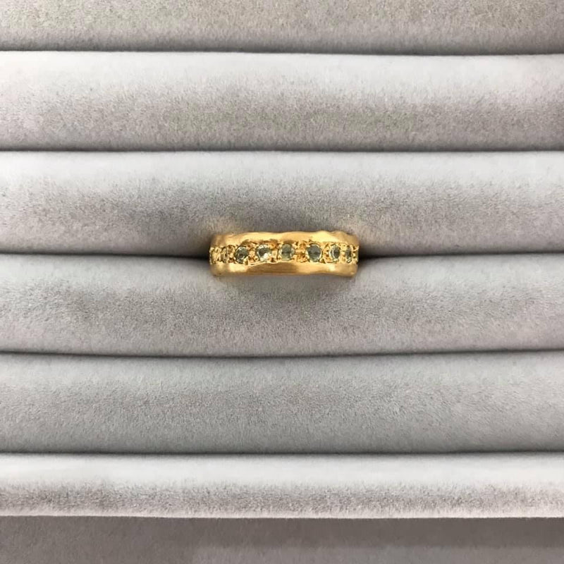 Cave 23ct Yellow Gold Plated Silver & Peridot One-Off Treasure Ring