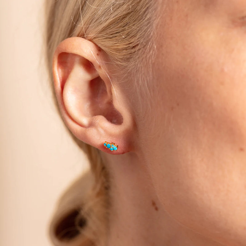 Turquoise and Gold Vermeil Galaxy Mini Stud Earrings