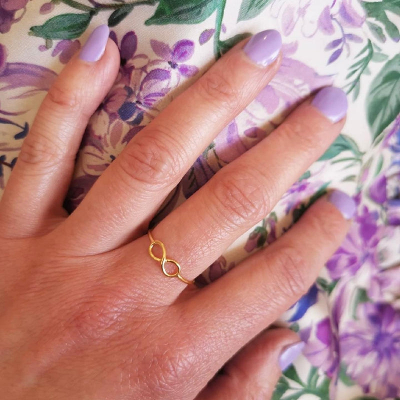 Written Infinity Ring 18ct Yellow Gold Plated Silver