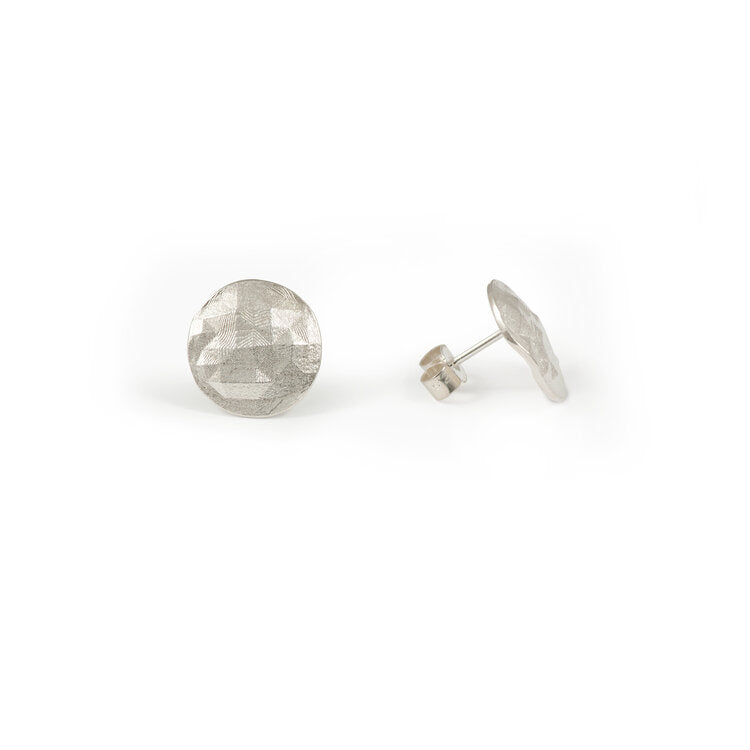 Round Faceted Silver Earrings
