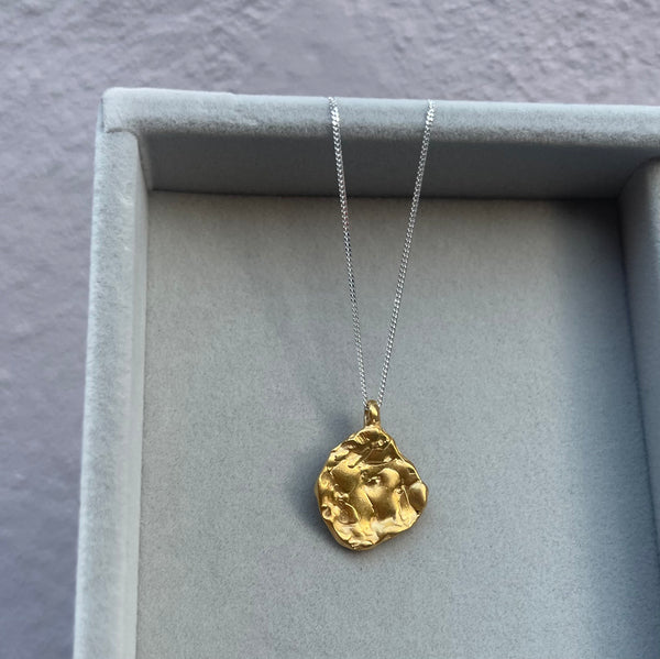 Cave Coin Style 23ct Yellow Gold Plated Silver Pendant Necklace