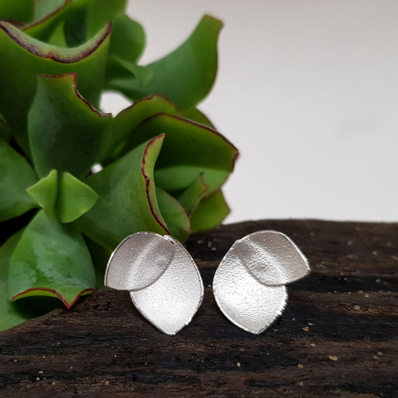 Orchid Petal Stud Earrings - Silver