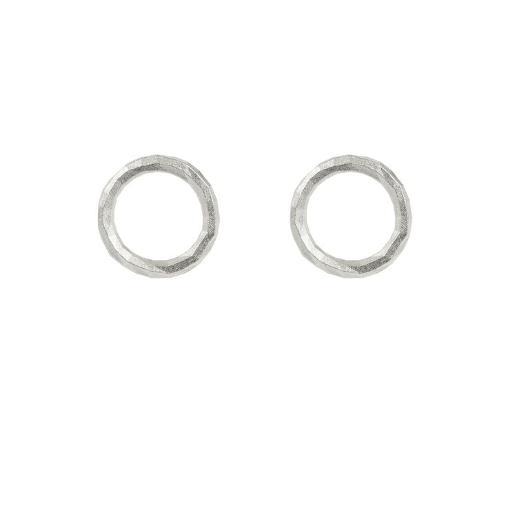 Faceted Circular Silver Earrings