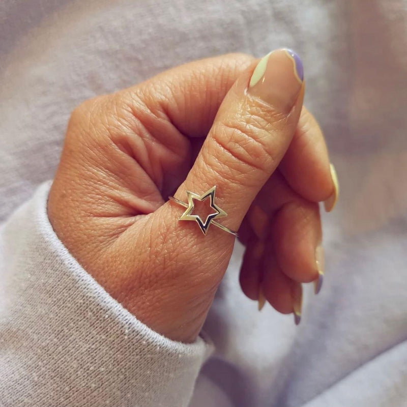 Written Star Ring Silver