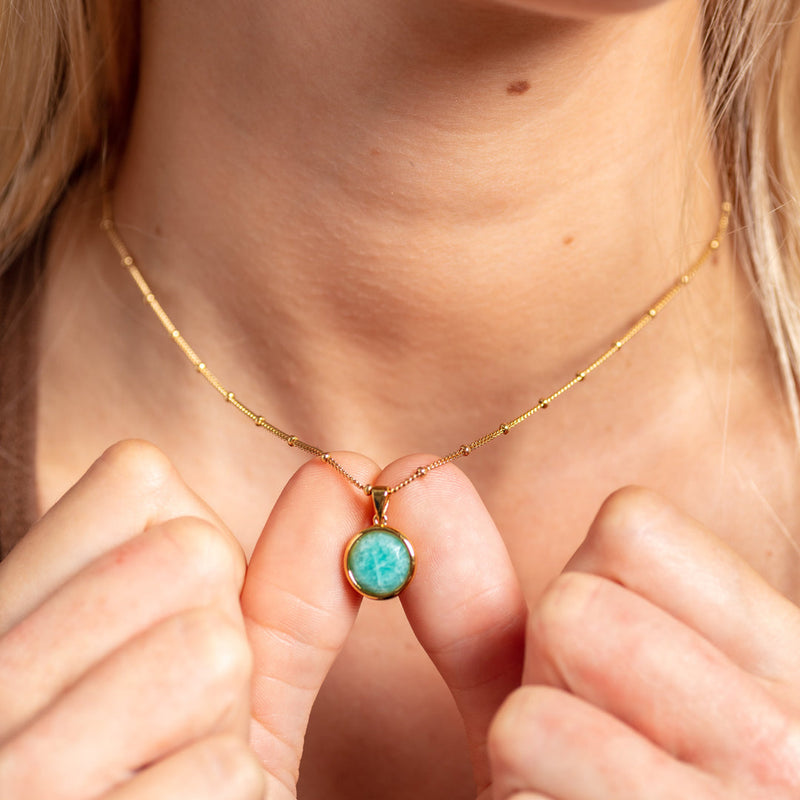 Amazonite Disc Gold Vermeil Necklace
