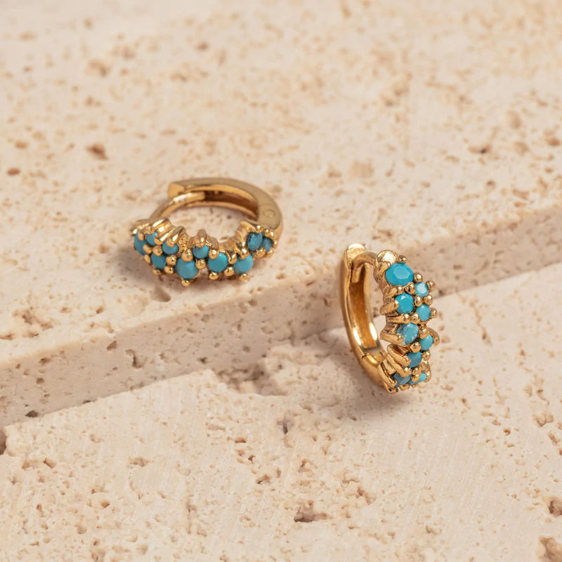 Turquoise Gold Vermeil Galaxy Scatter Huggies