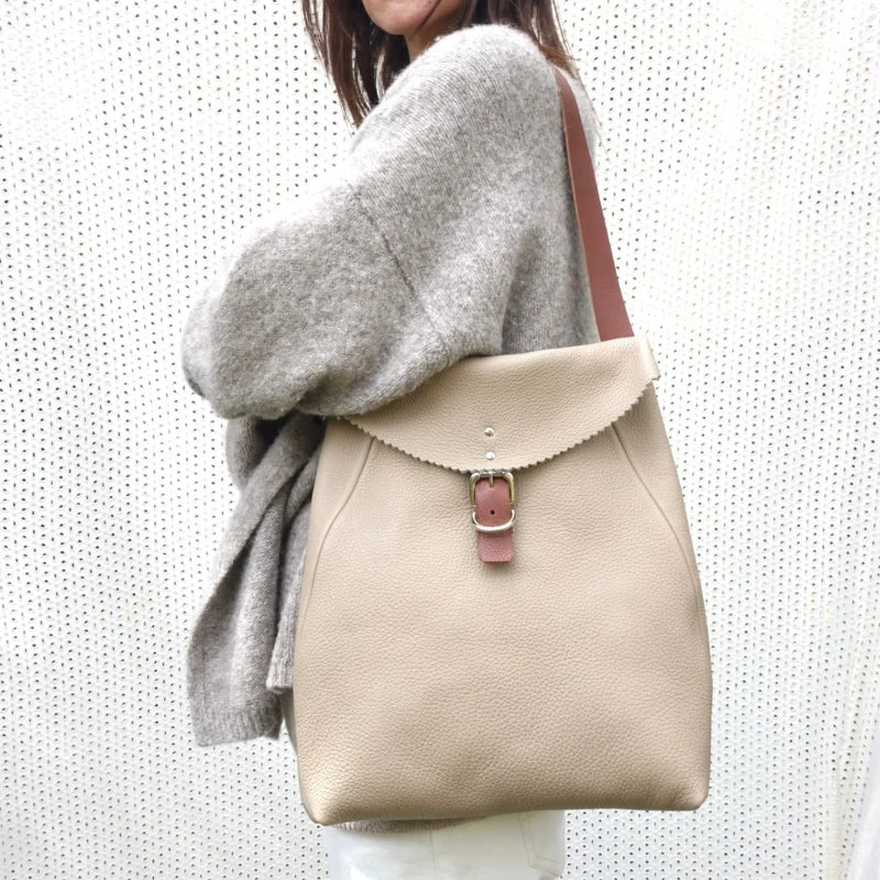 Tanya Oatmeal Handcrafted Leather Bag