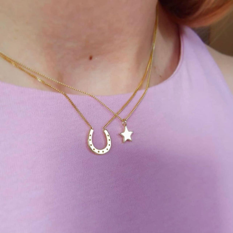 Gold Crystal “Lucky” Horseshoe Pendant Stainless Steel Necklace | eBay