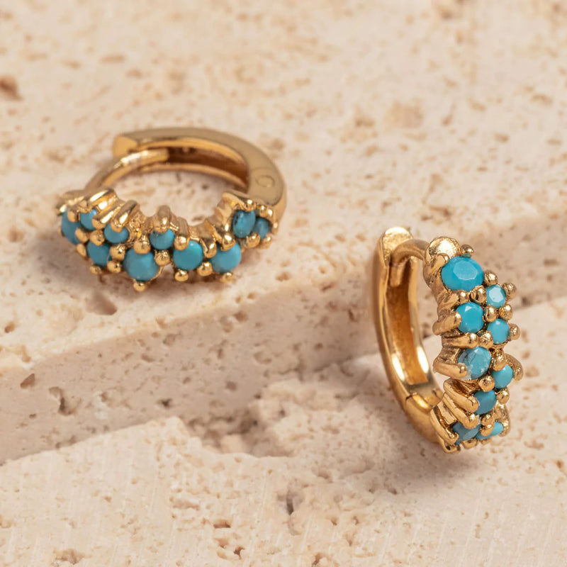 Turquoise Gold Vermeil Galaxy Scatter Huggies