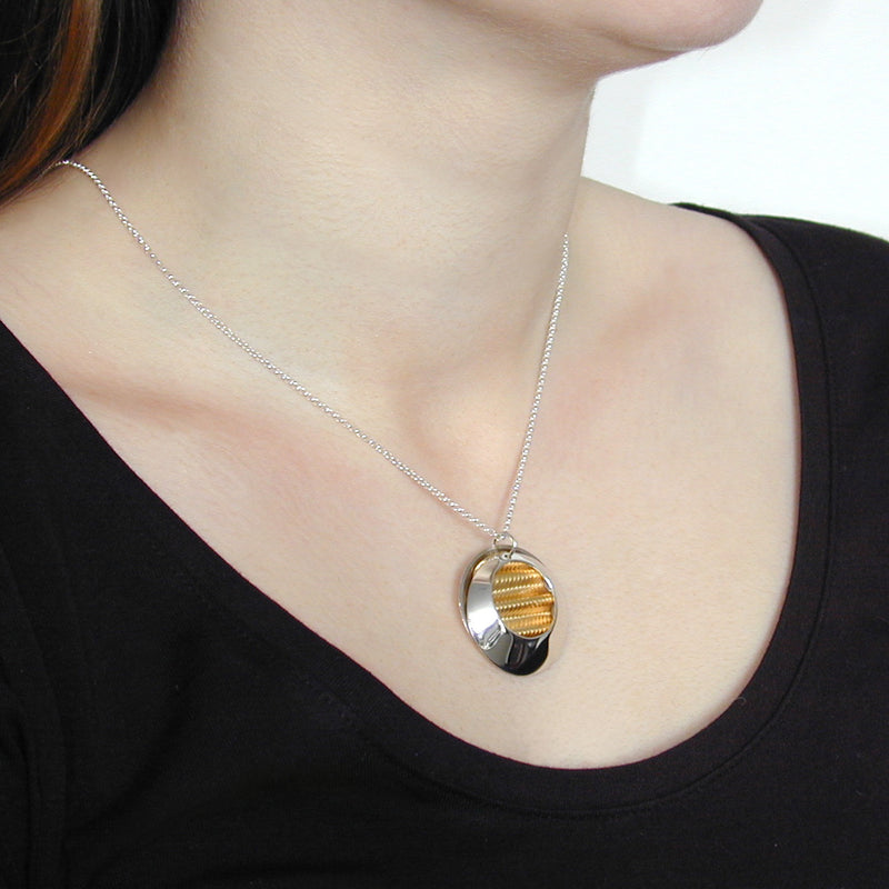 Circular Pebble Necklace, 24ct Yellow Gold Plated Silver