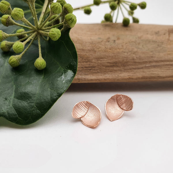 Small Orchid Lead Stud Earrings - Rose Gold Plated Silver