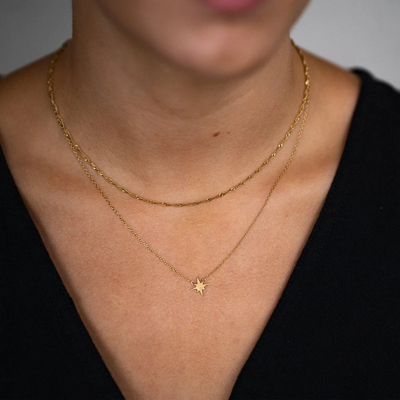 BRUSHED GOLD VERMEIL NORTH STAR NECKLACE