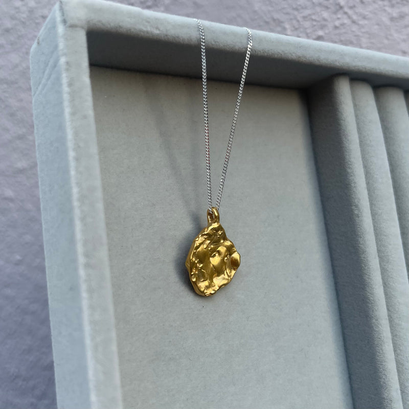 Cave Coin Style 23ct Yellow Gold Plated Silver Pendant Necklace