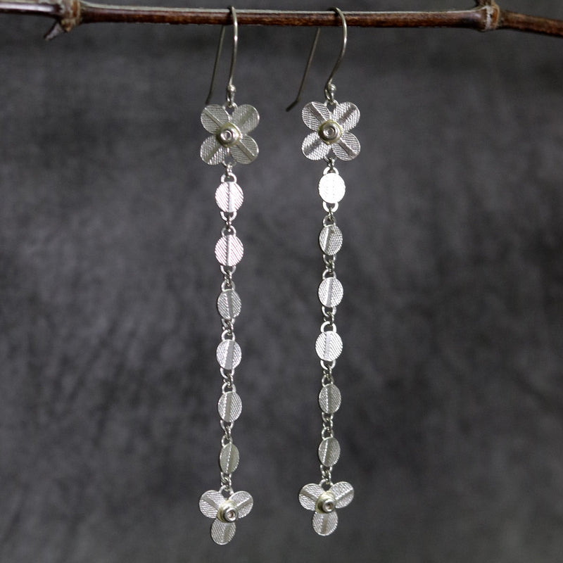 Multi Drop Flora Silver Earrings