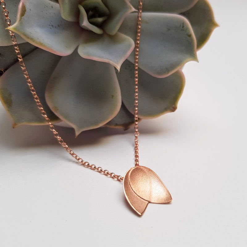 Rose Fritillaria Plain Pendant Necklace - Rose Gold Plated Silver
