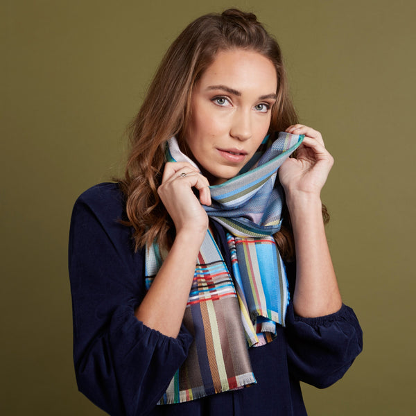 Cherubina Silk Scarf - Blue