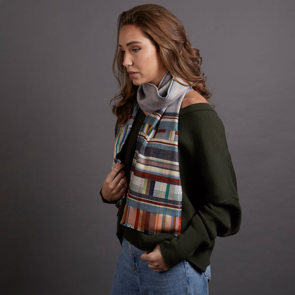 Marceline Silk & Lambswool Scarf - Grey