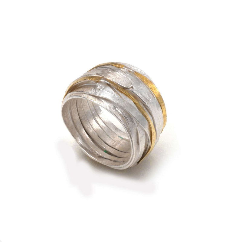 1mm Silver & 18ct Yellow Gold Wrap Ring